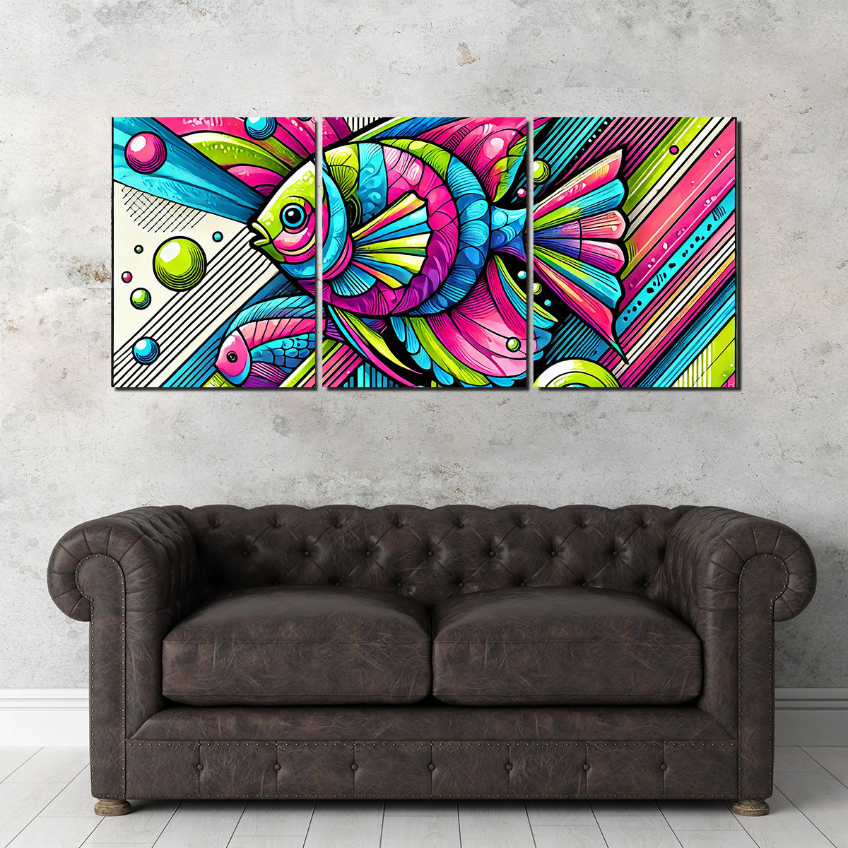 Neon Pop Art Fish Wall Art
