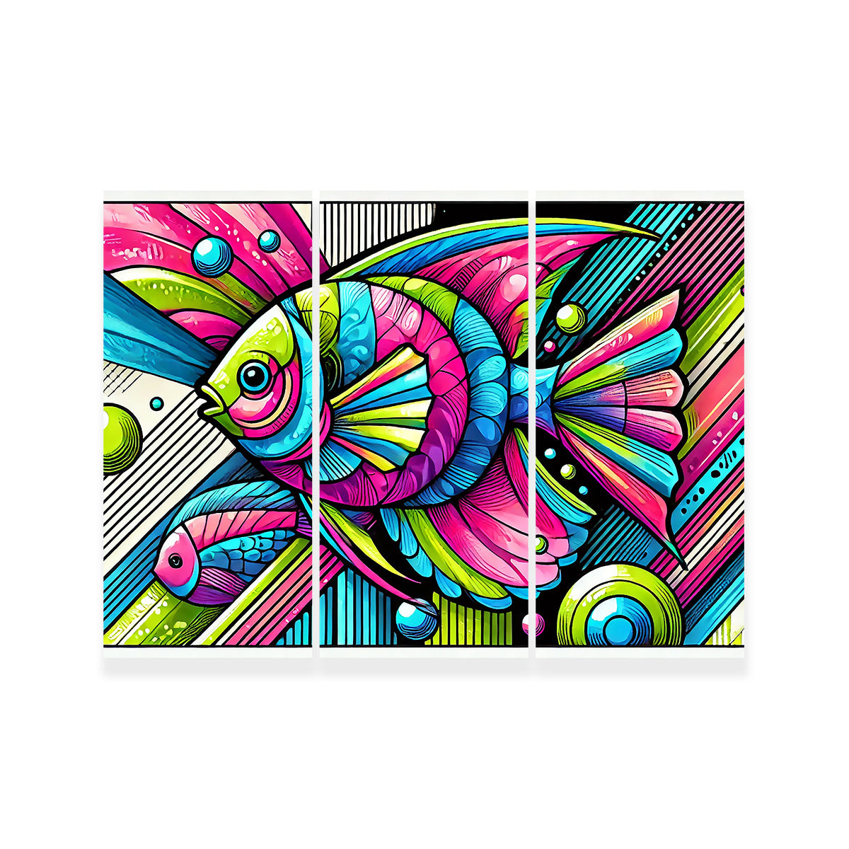Neon Pop Art Fish Wall Art