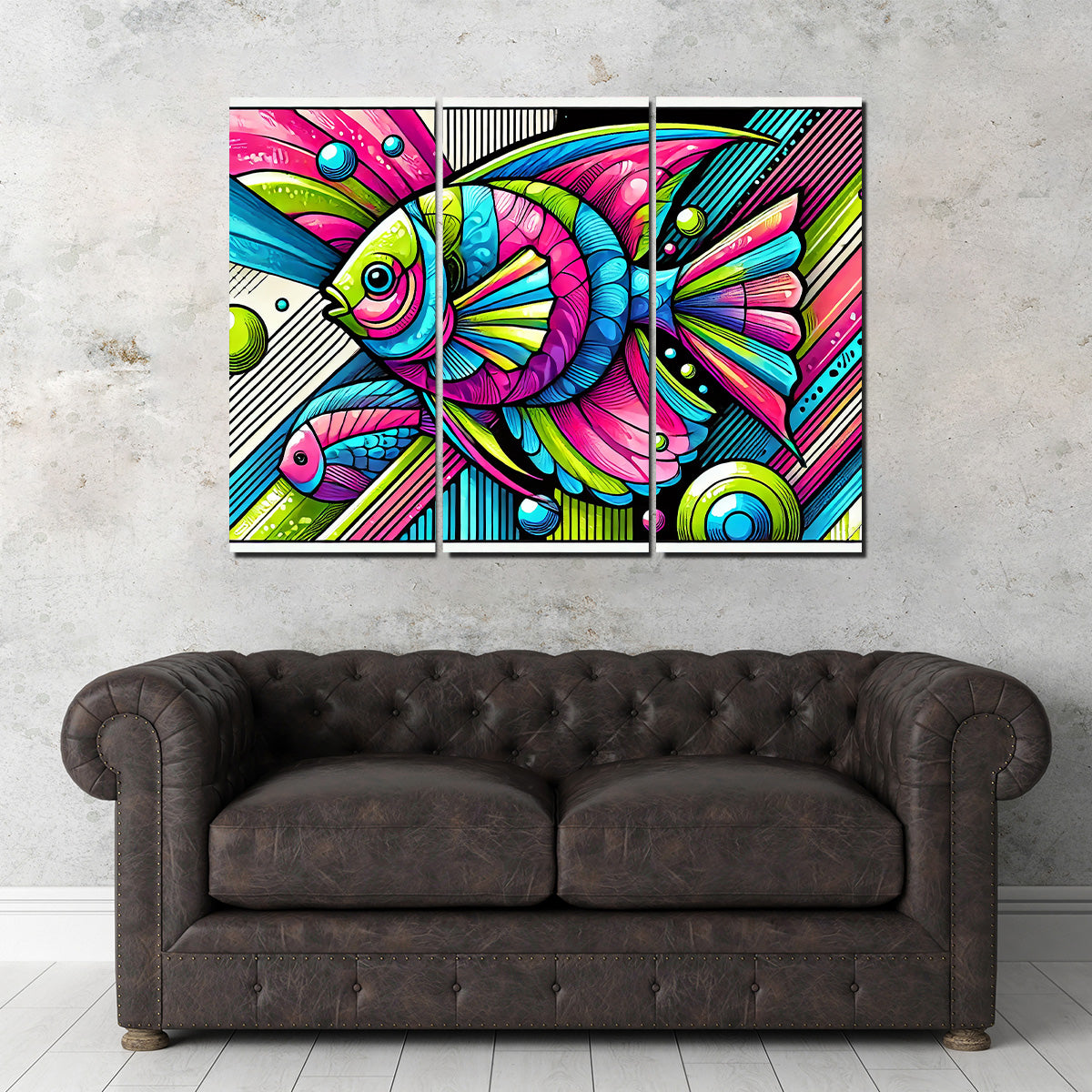 Neon Pop Art Fish Wall Art