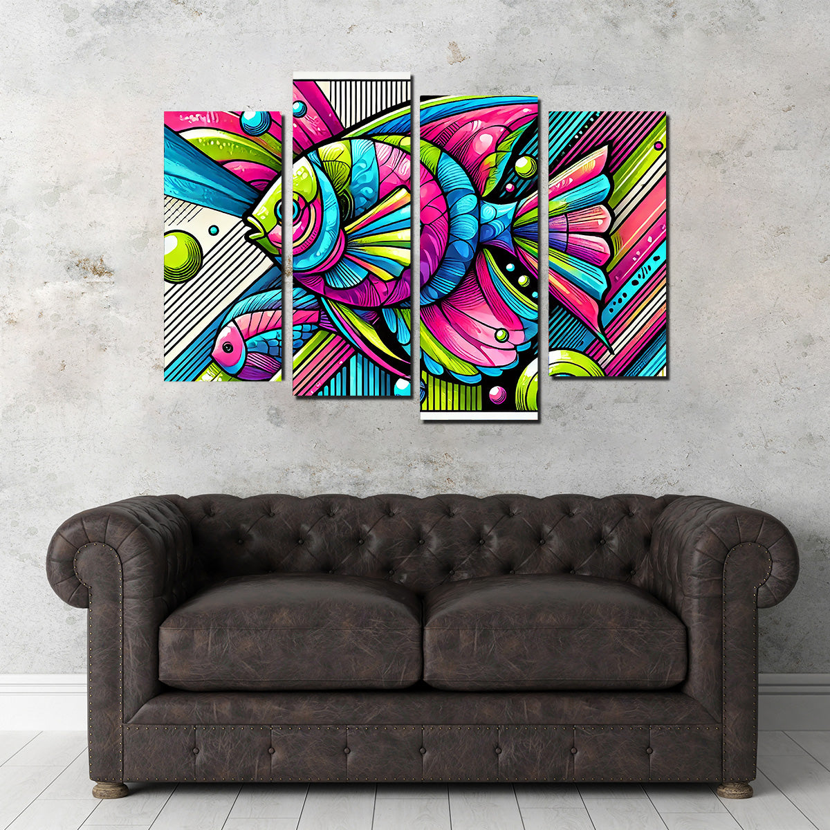 Neon Pop Art Fish Wall Art