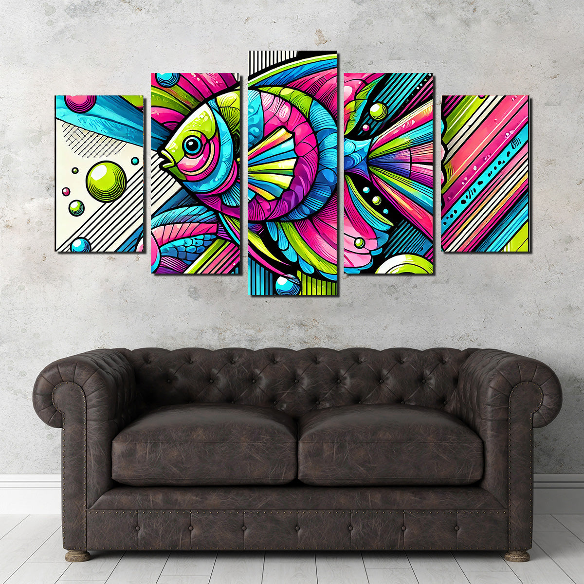 Neon Pop Art Fish Wall Art