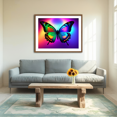 AUTO-MOCKUP ROOM | Neon Butterfly Wall Art