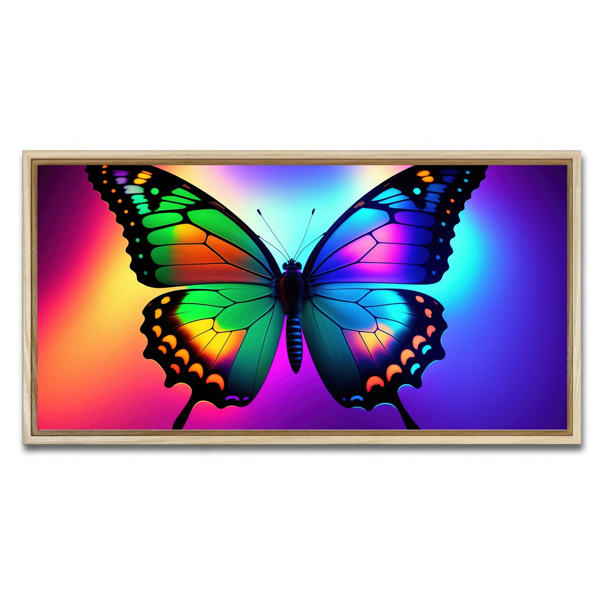 AUTO-MOCKUP WHITE | Neon Butterfly | 1 Piece | Natural Framed Canvas | group=2x1