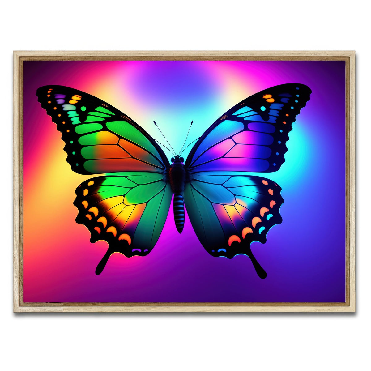 AUTO-MOCKUP WHITE | Neon Butterfly | 1 Piece | Natural Framed Canvas | group=4x3