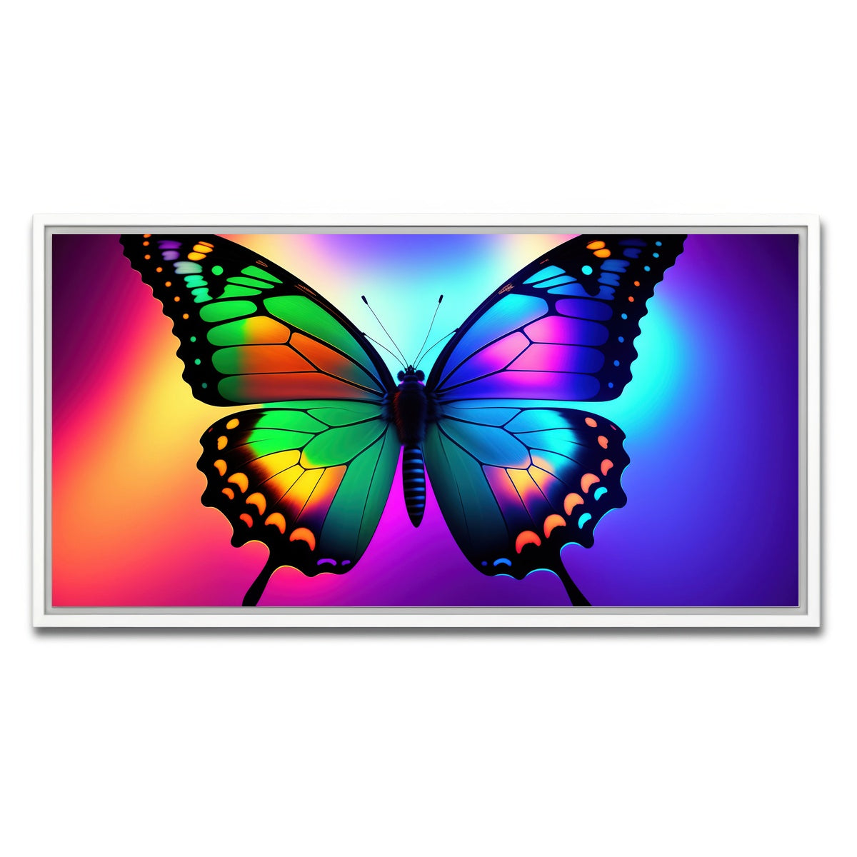 AUTO-MOCKUP WHITE | Neon Butterfly | 1 Piece | White Framed Canvas | group=2x1