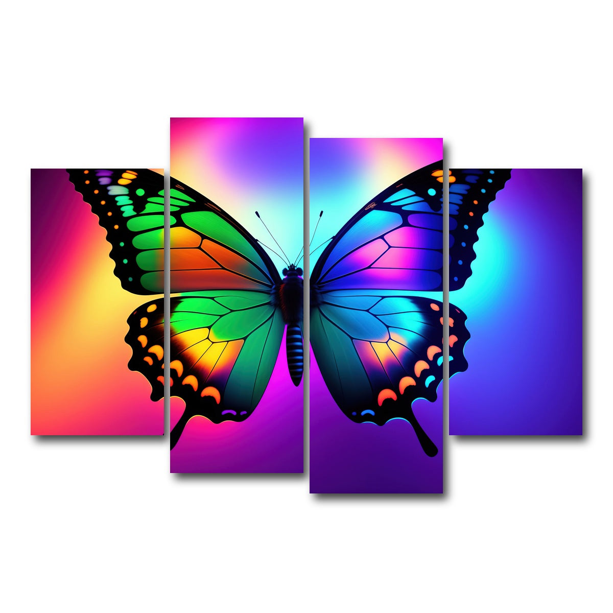 AUTO-MOCKUP WHITE | Neon Butterfly | 4 Piece | Gallery Wrap Canvas | group=4_short