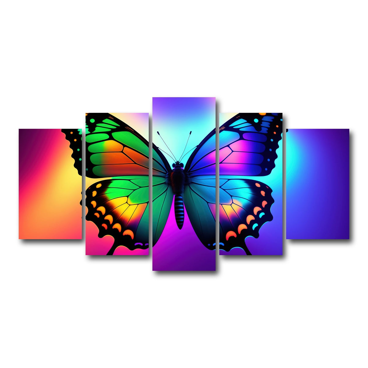 AUTO-MOCKUP WHITE | Neon Butterfly | 5 Piece | Gallery Wrap Canvas | group=5_normal