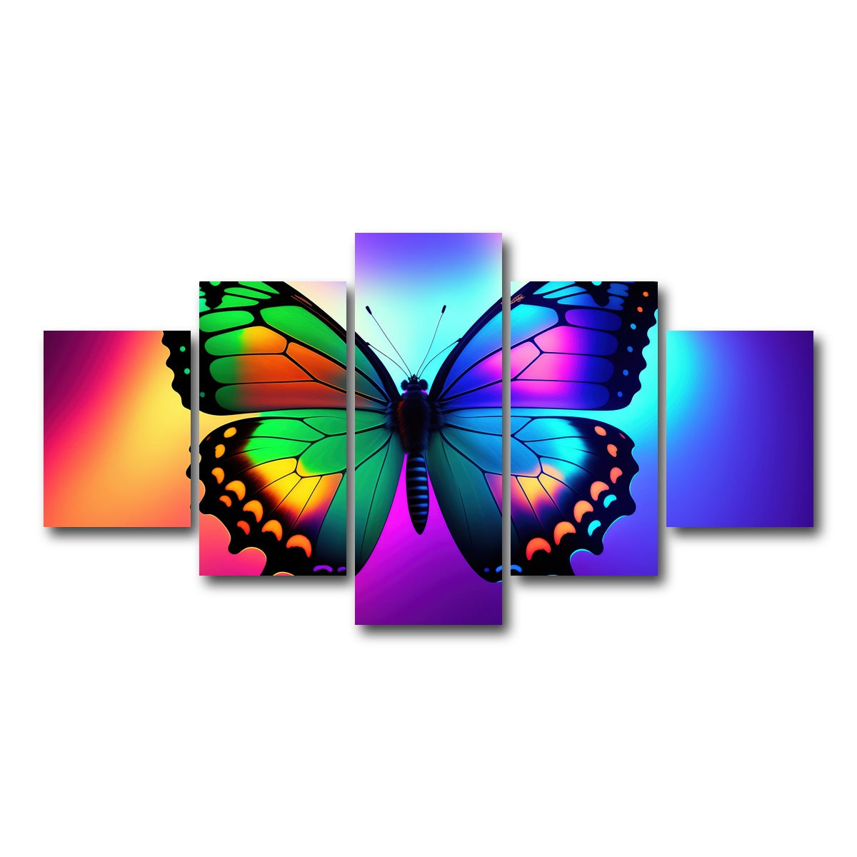AUTO-MOCKUP WHITE | Neon Butterfly | 5 Piece | Gallery Wrap Canvas | group=5_short
