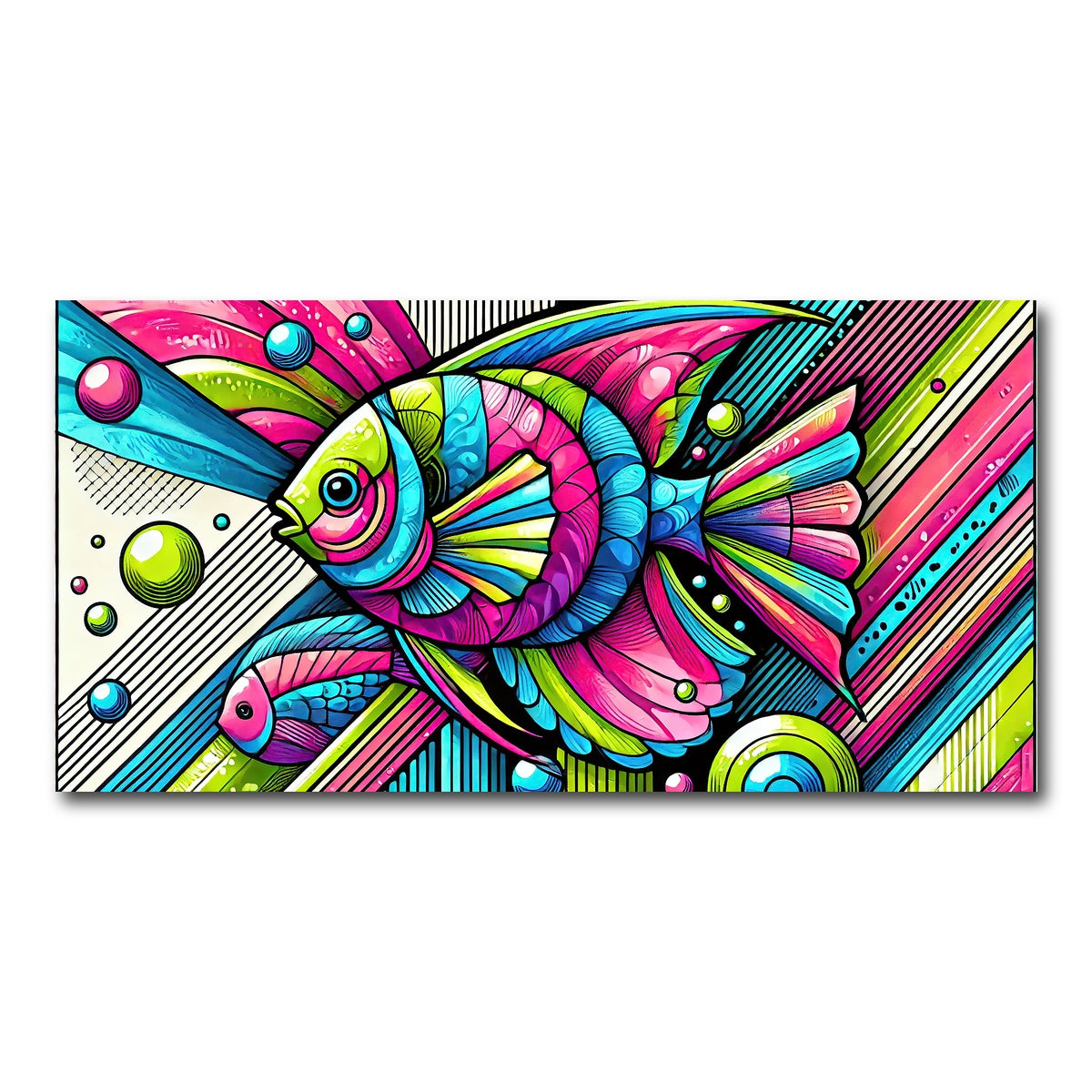 AUTO-MOCKUP WHITE | Neon Pop Art Fish | 1 Piece | Gallery Wrap Canvas | group=2x1