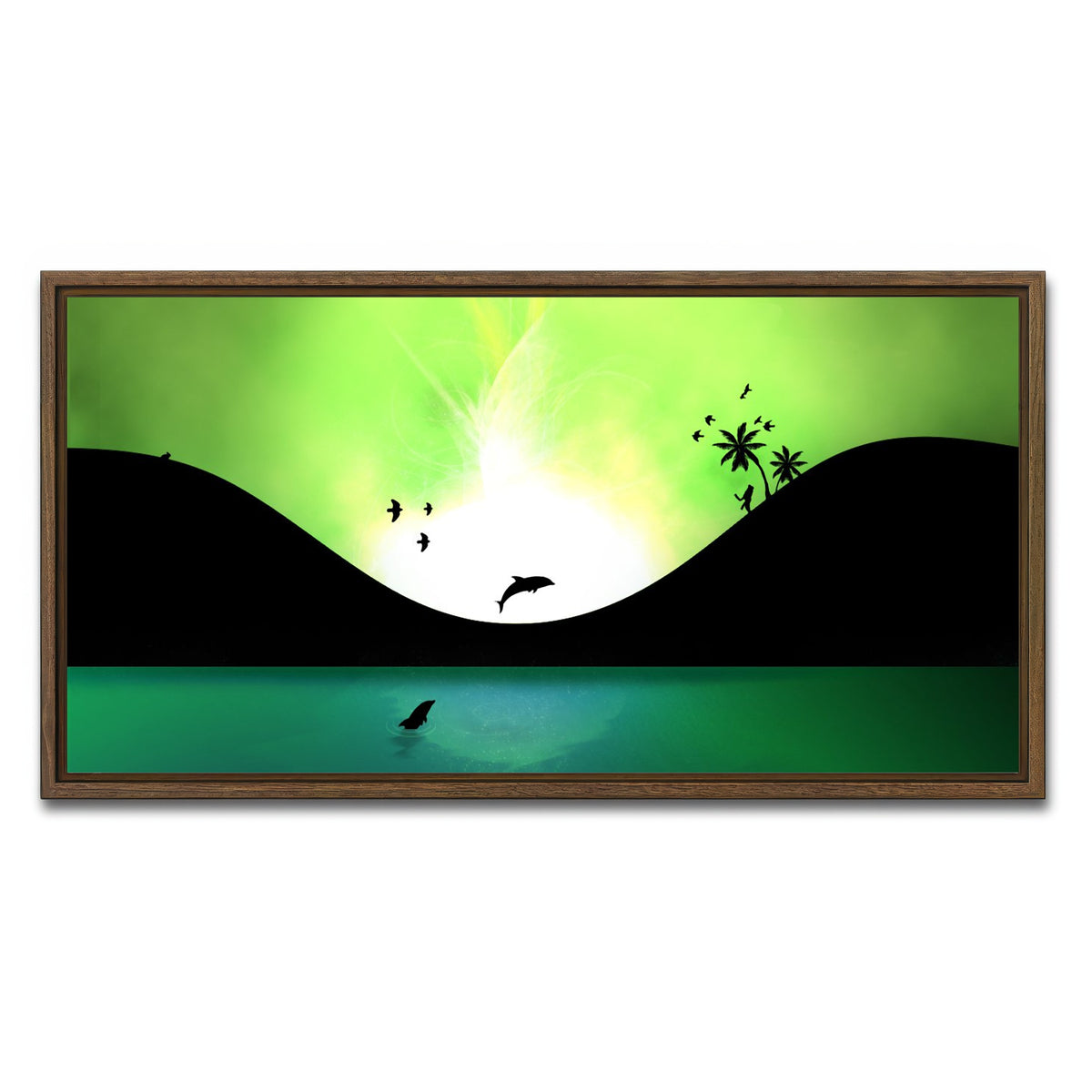 AUTO-MOCKUP WHITE | Neon Sunset Wall Art | 1 Piece | Walnut Frame | group=2x1