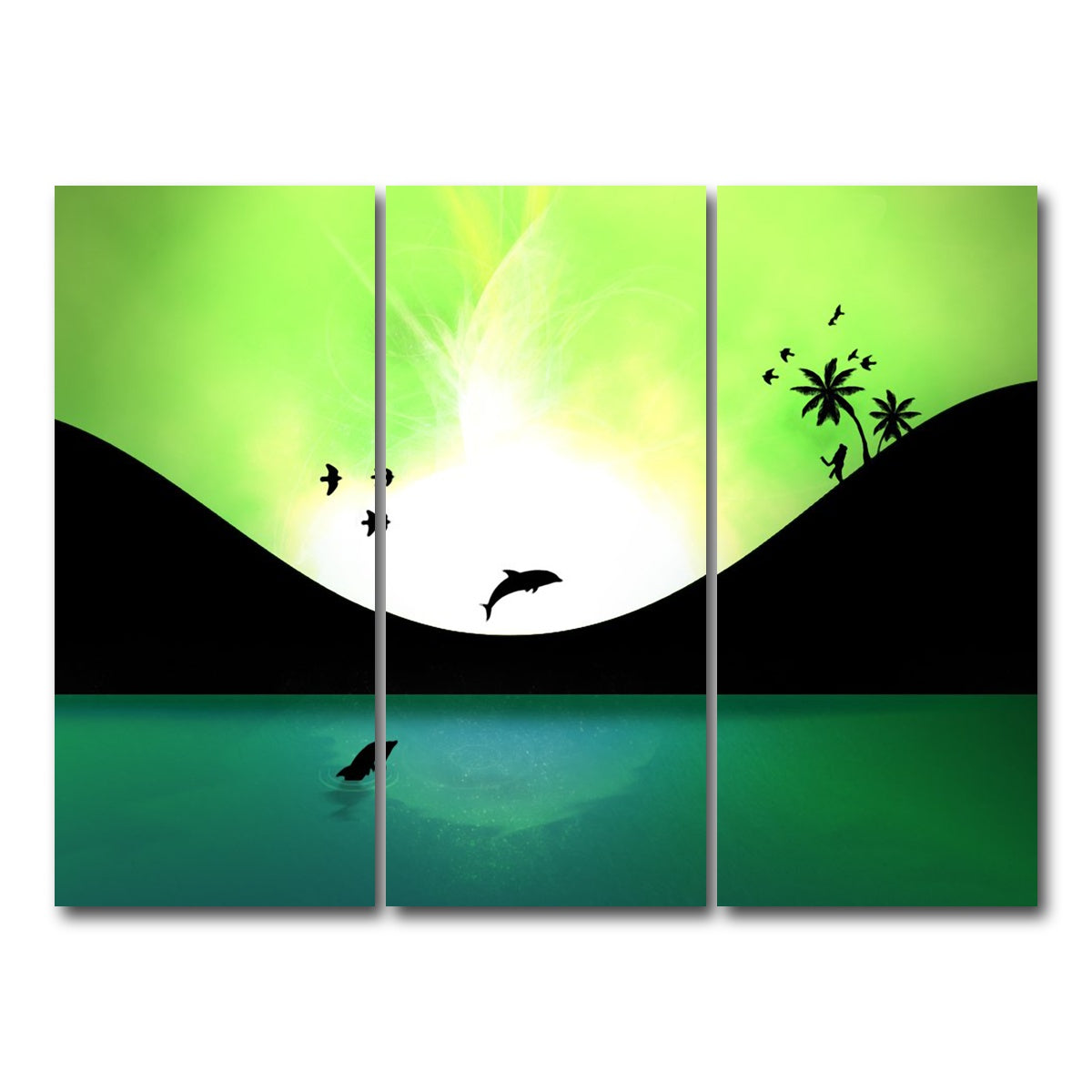 AUTO-MOCKUP WHITE | Neon Sunset Wall Art | 3 Piece | Gallery Wrapped | group=8x18
