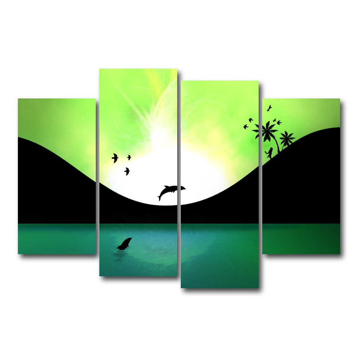 AUTO-MOCKUP WHITE | Neon Sunset Wall Art | 4 Piece | Gallery Wrapped | group=4_short