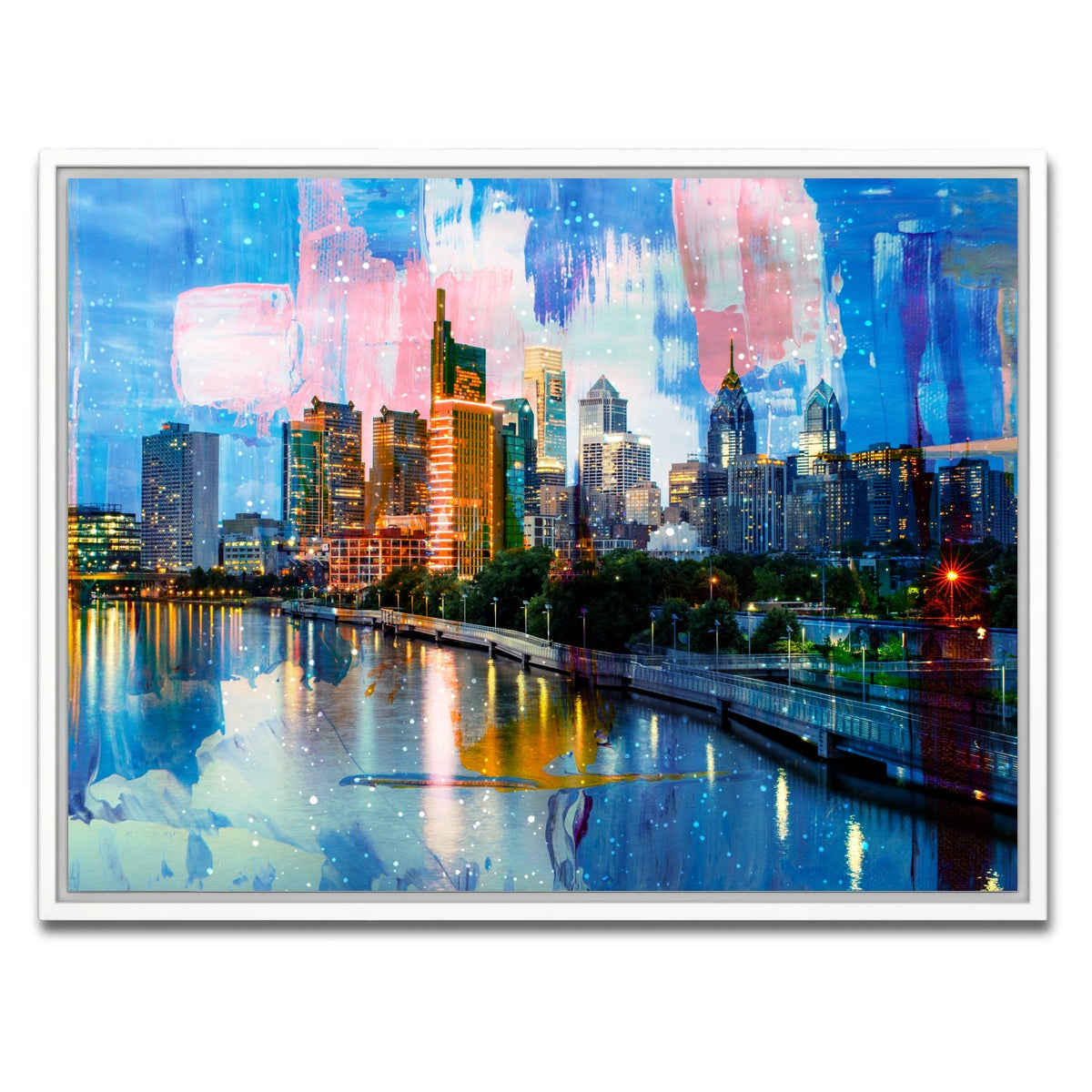 AUTO-MOCKUP WHITE | New Philadelphia Skyline | 1 Piece | White Framed Canvas | group=4x3