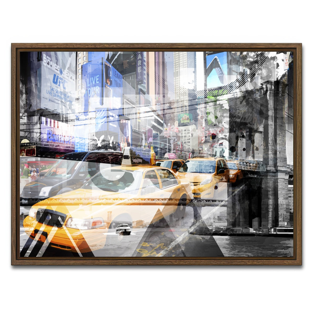 AUTO-MOCKUP WHITE | New York City Geometric Mix No. 9 | 1 Piece | Walnut Framed Canvas | group=4x3