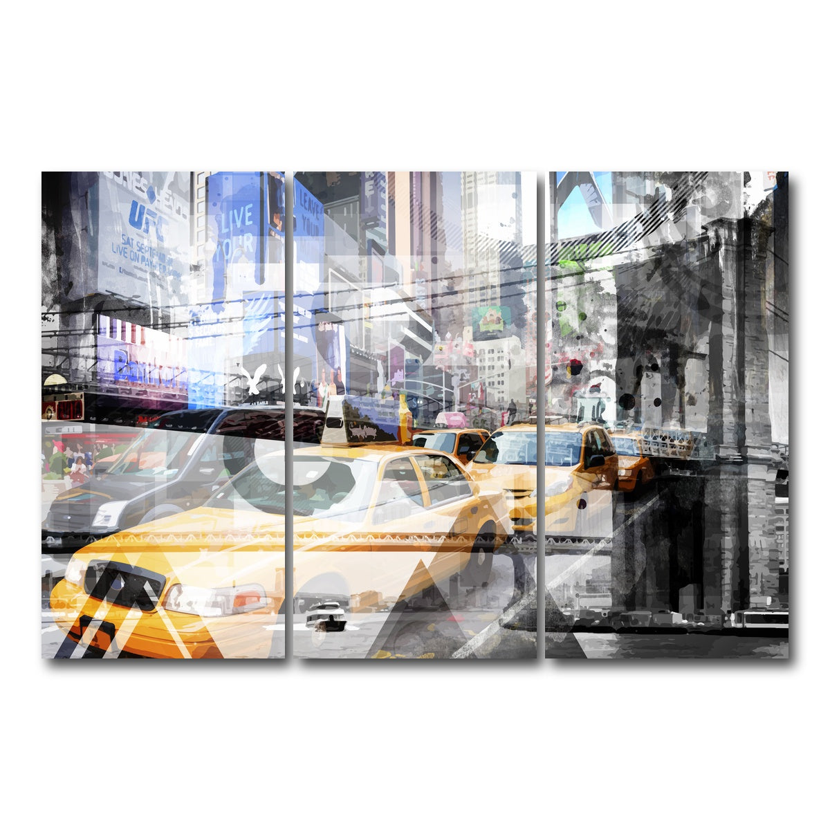 AUTO-MOCKUP WHITE | New York City Geometric Mix No. 9 | 3 Piece | Gallery Wrap Canvas | group=12x24