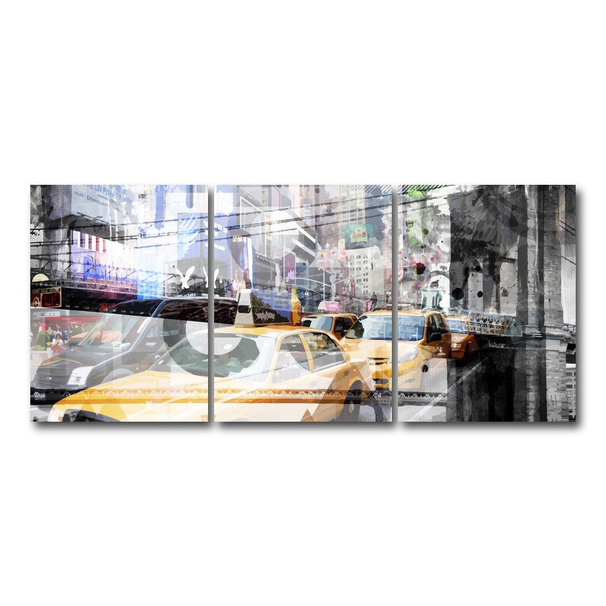 AUTO-MOCKUP WHITE | New York City Geometric Mix No. 9 | 3 Piece | Gallery Wrap Canvas | group=18x24