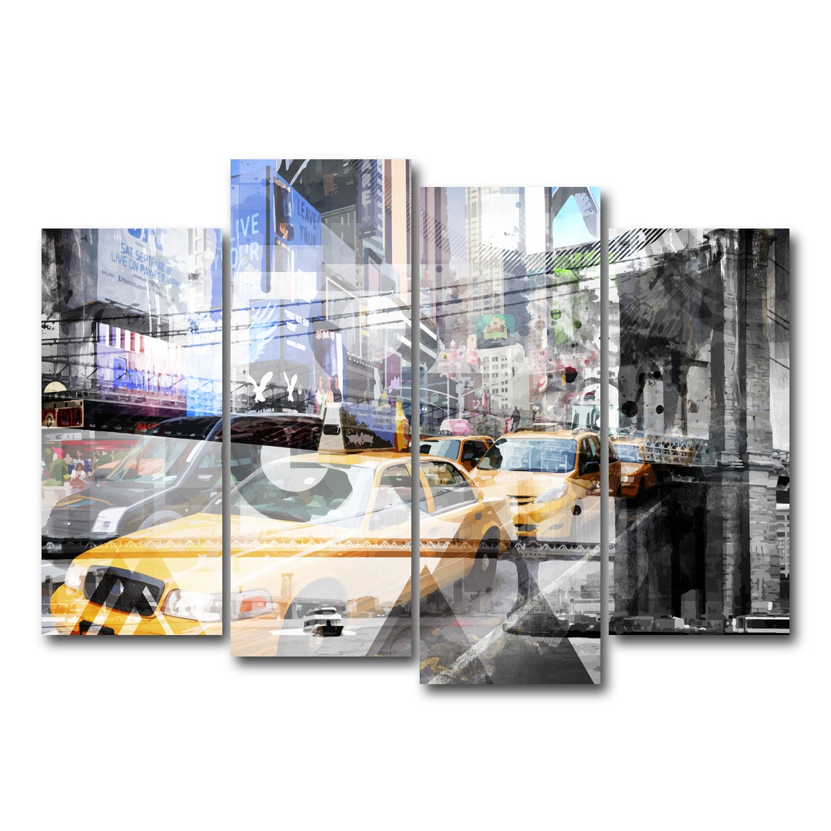 AUTO-MOCKUP WHITE | New York City Geometric Mix No. 9 | 4 Piece | Gallery Wrap Canvas | group=4_normal