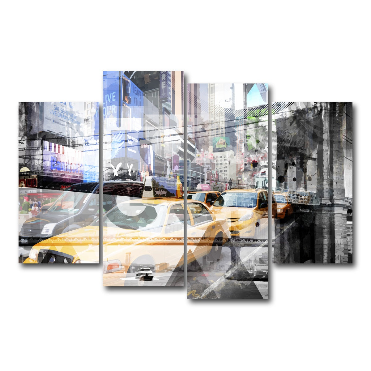 AUTO-MOCKUP WHITE | New York City Geometric Mix No. 9 | 4 Piece | Gallery Wrap Canvas | group=4_short