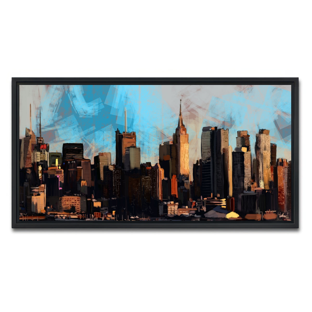 AUTO-MOCKUP WHITE | New York City Skyline | 1 Piece | Black Framed Canvas | group=2x1