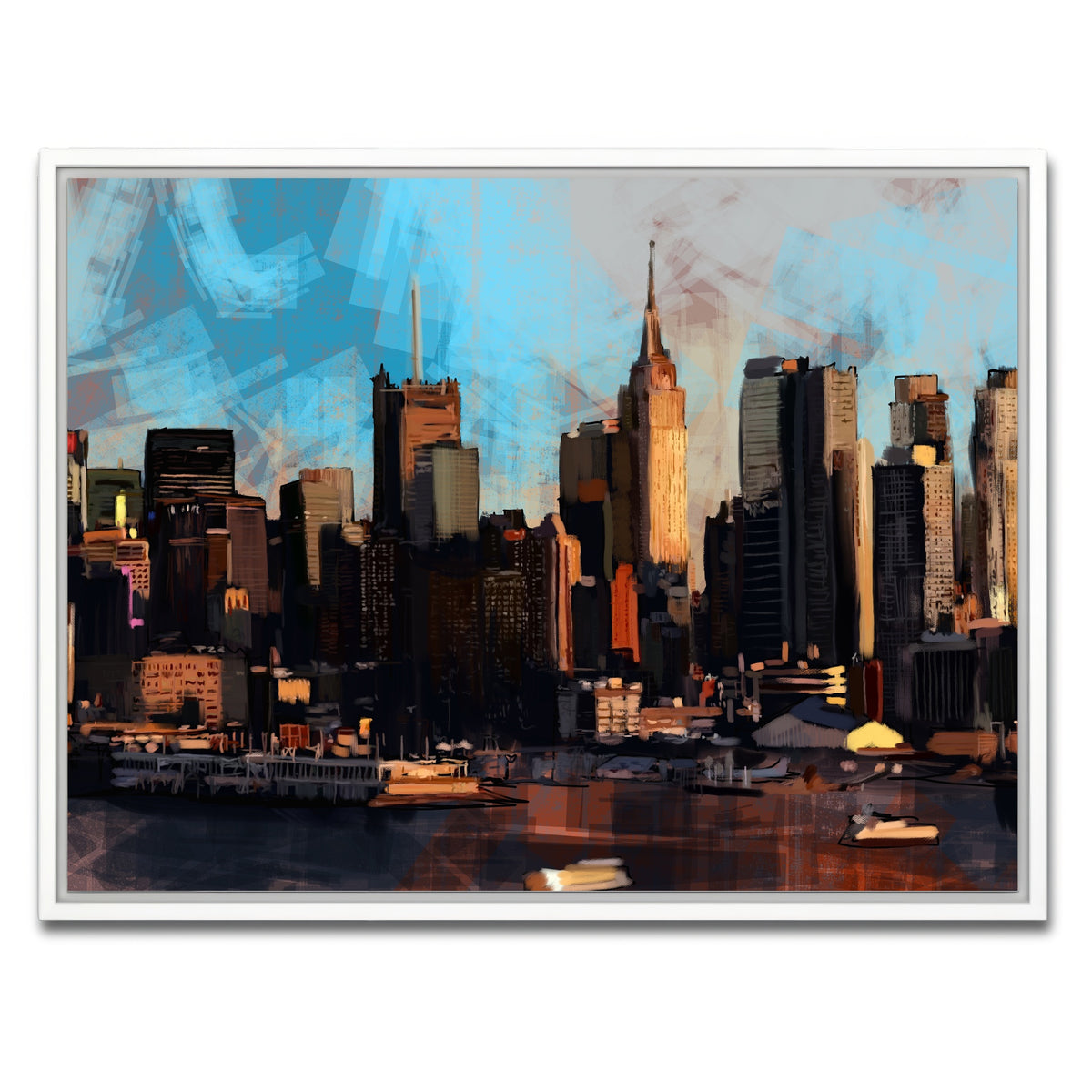 AUTO-MOCKUP WHITE | New York City Skyline | 1 Piece | White Framed Canvas | group=4x3