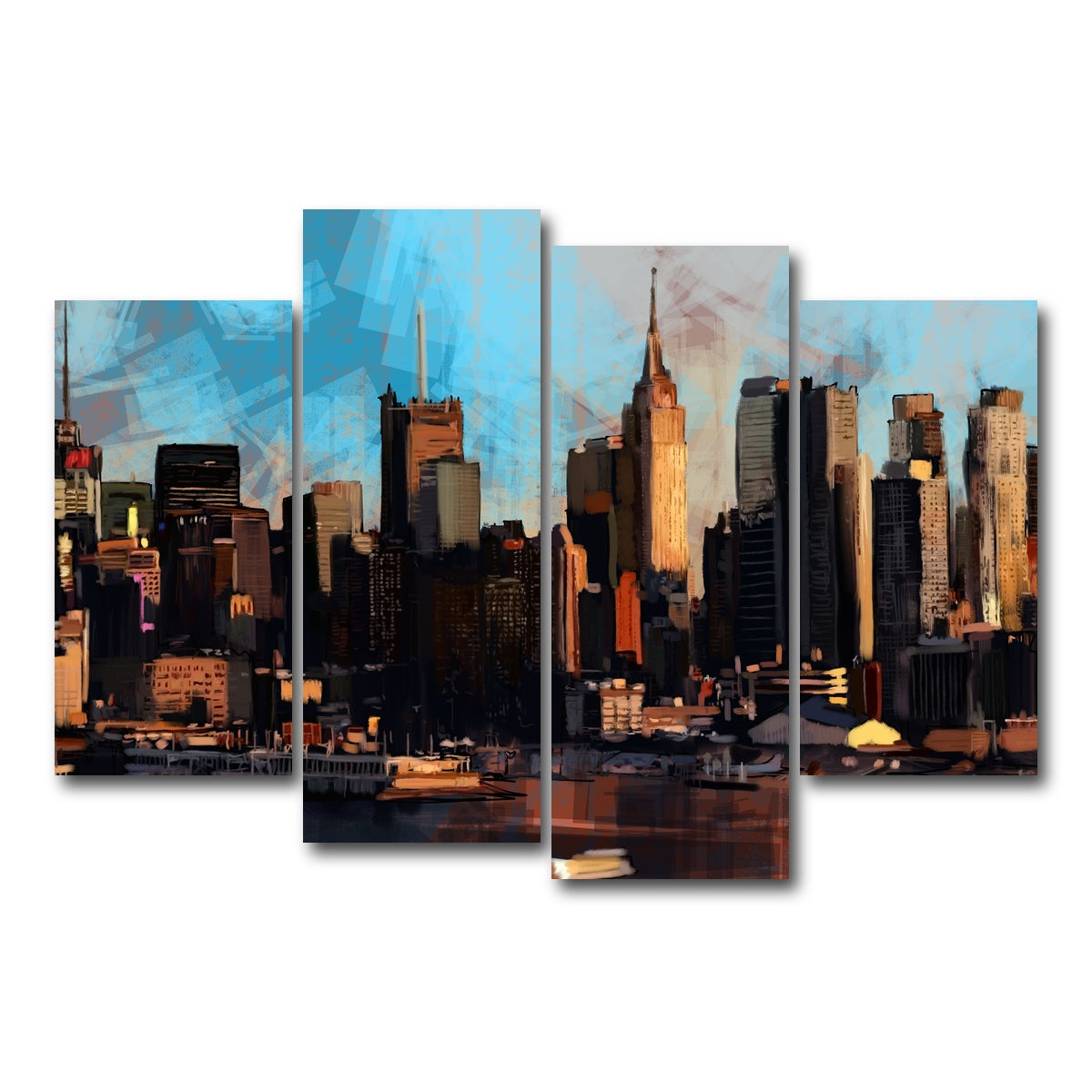 AUTO-MOCKUP WHITE | New York City Skyline | 4 Piece | Gallery Wrap Canvas | group=4_short