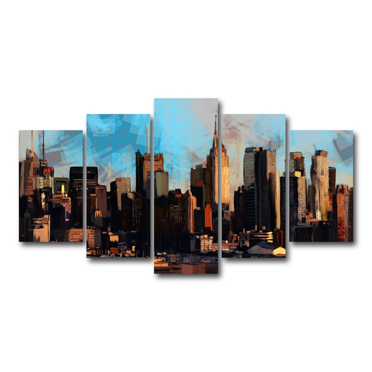 AUTO-MOCKUP WHITE | New York City Skyline | 5 Piece | Gallery Wrap Canvas | group=5_normal