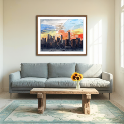 AUTO-MOCKUP ROOM | New York City Skyline at Sunset Wall Art