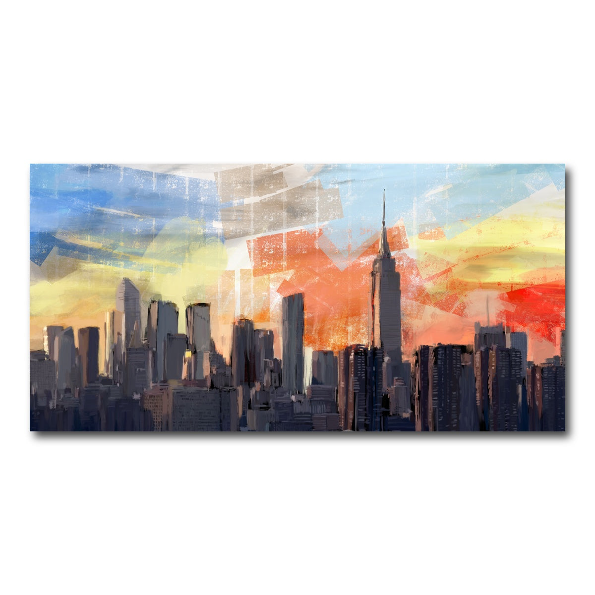 AUTO-MOCKUP WHITE | New York City Skyline at Sunset | 1 Piece | Gallery Wrap Canvas | group=2x1