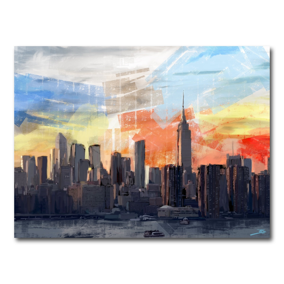 AUTO-MOCKUP WHITE | New York City Skyline at Sunset | 1 Piece | Gallery Wrap Canvas | group=4x3