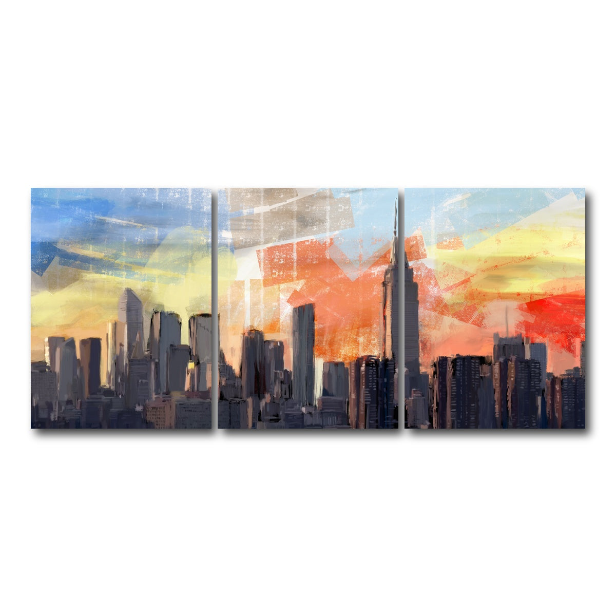 AUTO-MOCKUP WHITE | New York City Skyline at Sunset | 3 Piece | Gallery Wrap Canvas | group=18x24