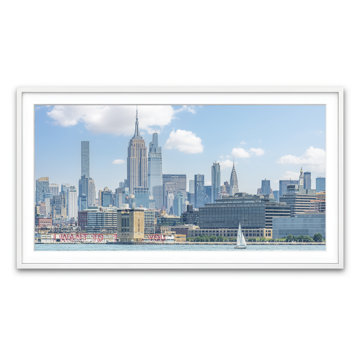 Framed Print 2x1 White