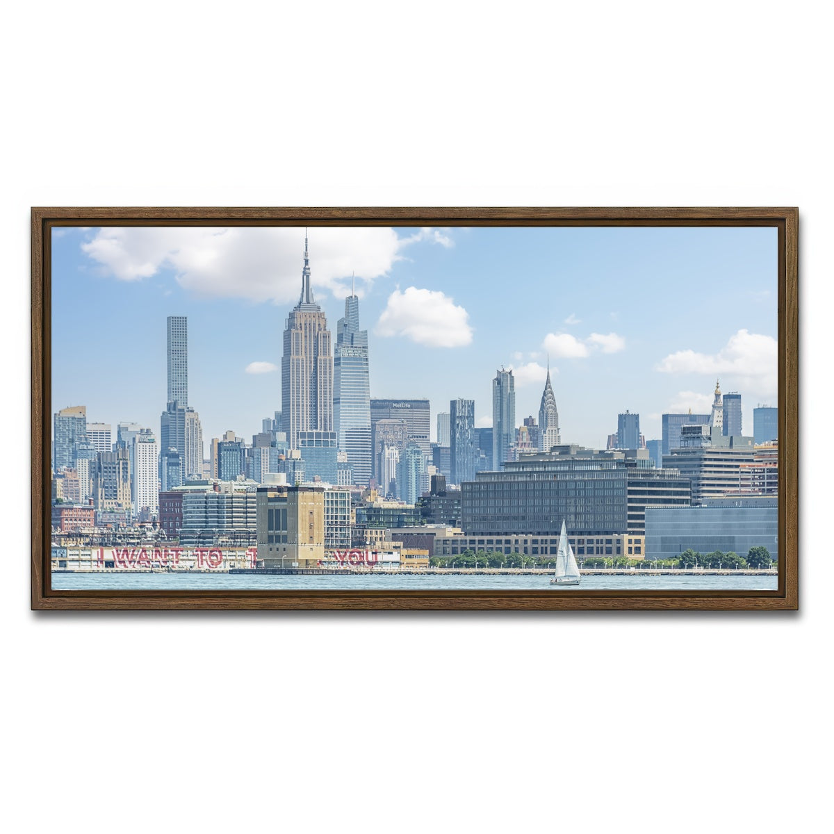 AUTO-MOCKUP WHITE | New York City | 1 Piece | Walnut Framed Canvas | group=2x1