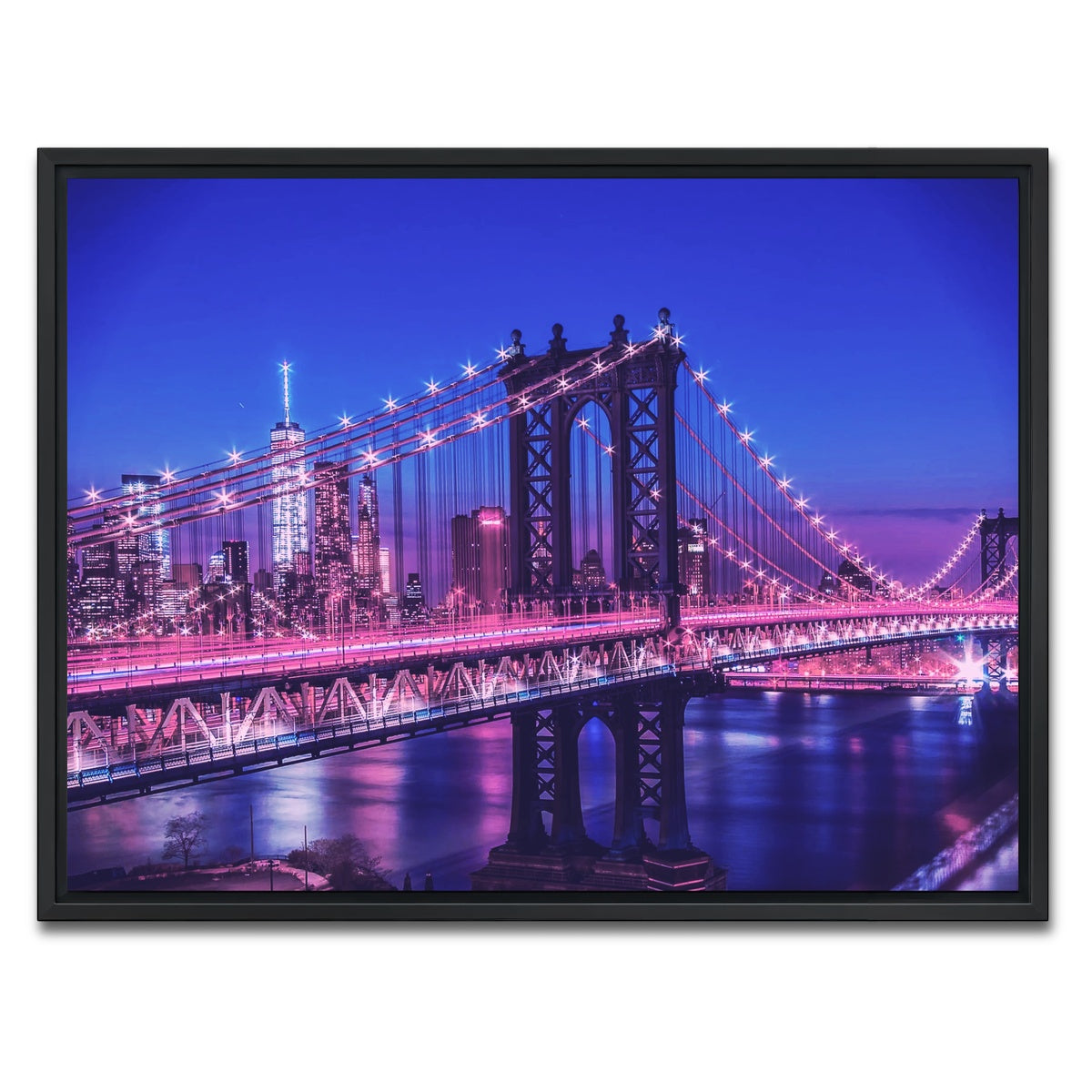 AUTO-MOCKUP WHITE | New York Manhattan Bridge | 1 Piece | Black Framed Canvas | group=4x3