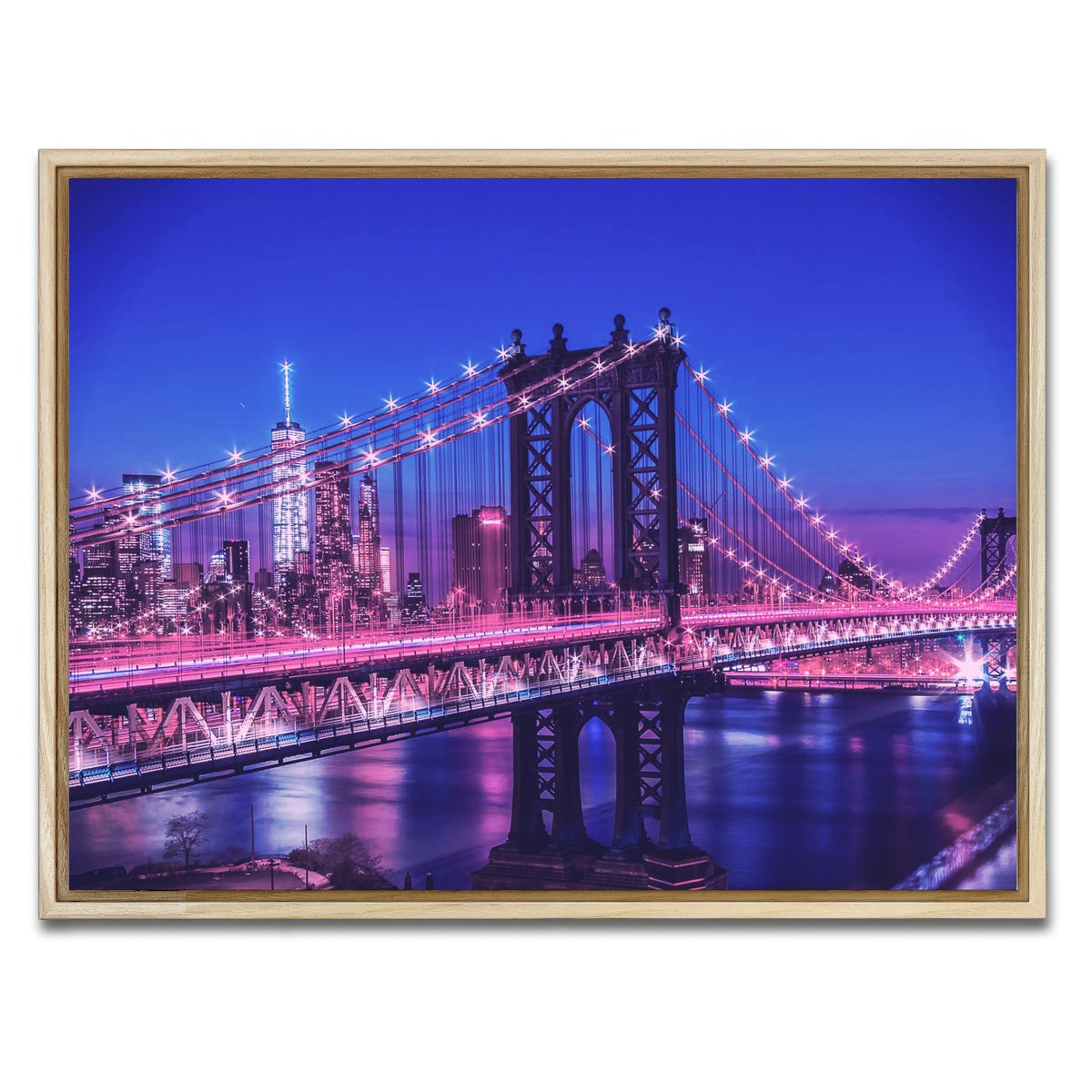 AUTO-MOCKUP WHITE | New York Manhattan Bridge | 1 Piece | Natural Framed Canvas | group=4x3