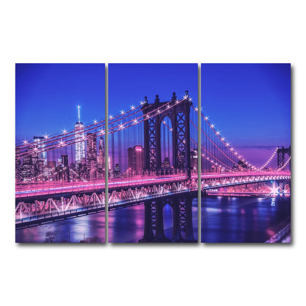 AUTO-MOCKUP WHITE | New York Manhattan Bridge | 3 Piece | Gallery Wrap Canvas | group=12x24