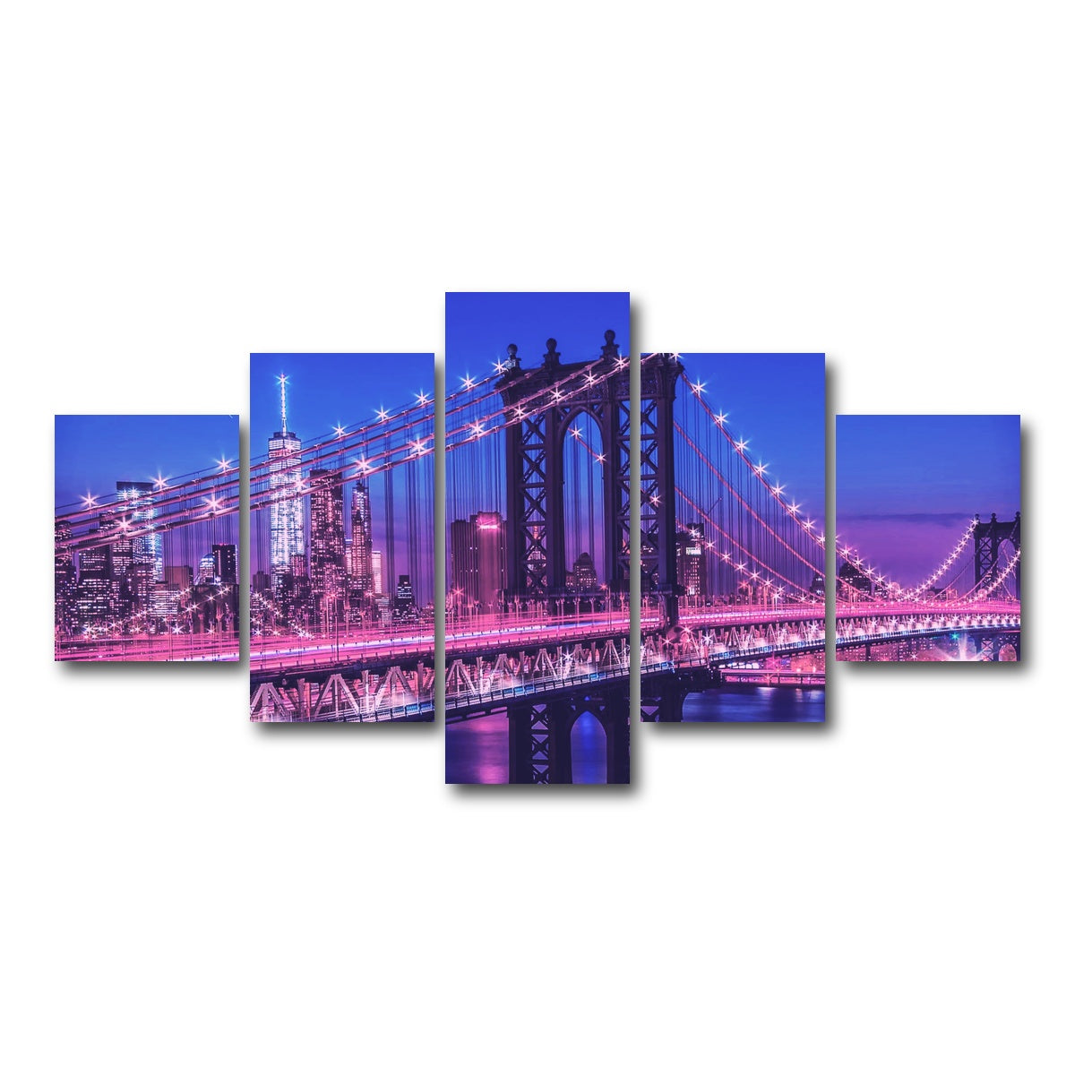 AUTO-MOCKUP WHITE | New York Manhattan Bridge | 5 Piece | Gallery Wrap Canvas | group=5_short