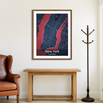 AUTO-MOCKUP ROOM | New York Map Wall Art