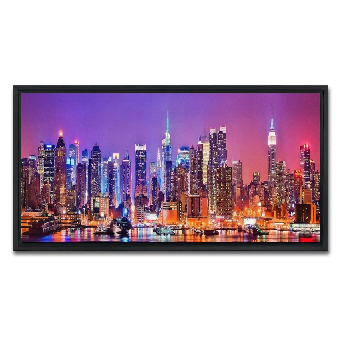AUTO-MOCKUP WHITE | New York Skyline | 1 Piece | Black Framed Canvas | group=2x1