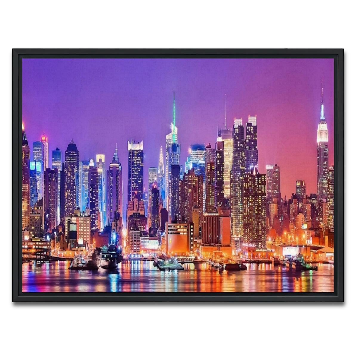 AUTO-MOCKUP WHITE | New York Skyline | 1 Piece | Black Framed Canvas | group=4x3