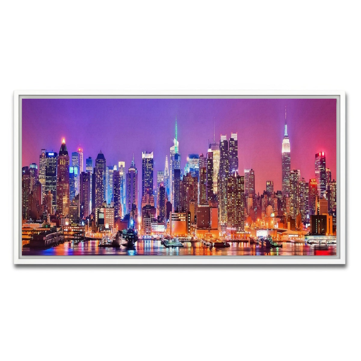 AUTO-MOCKUP WHITE | New York Skyline | 1 Piece | White Framed Canvas | group=2x1