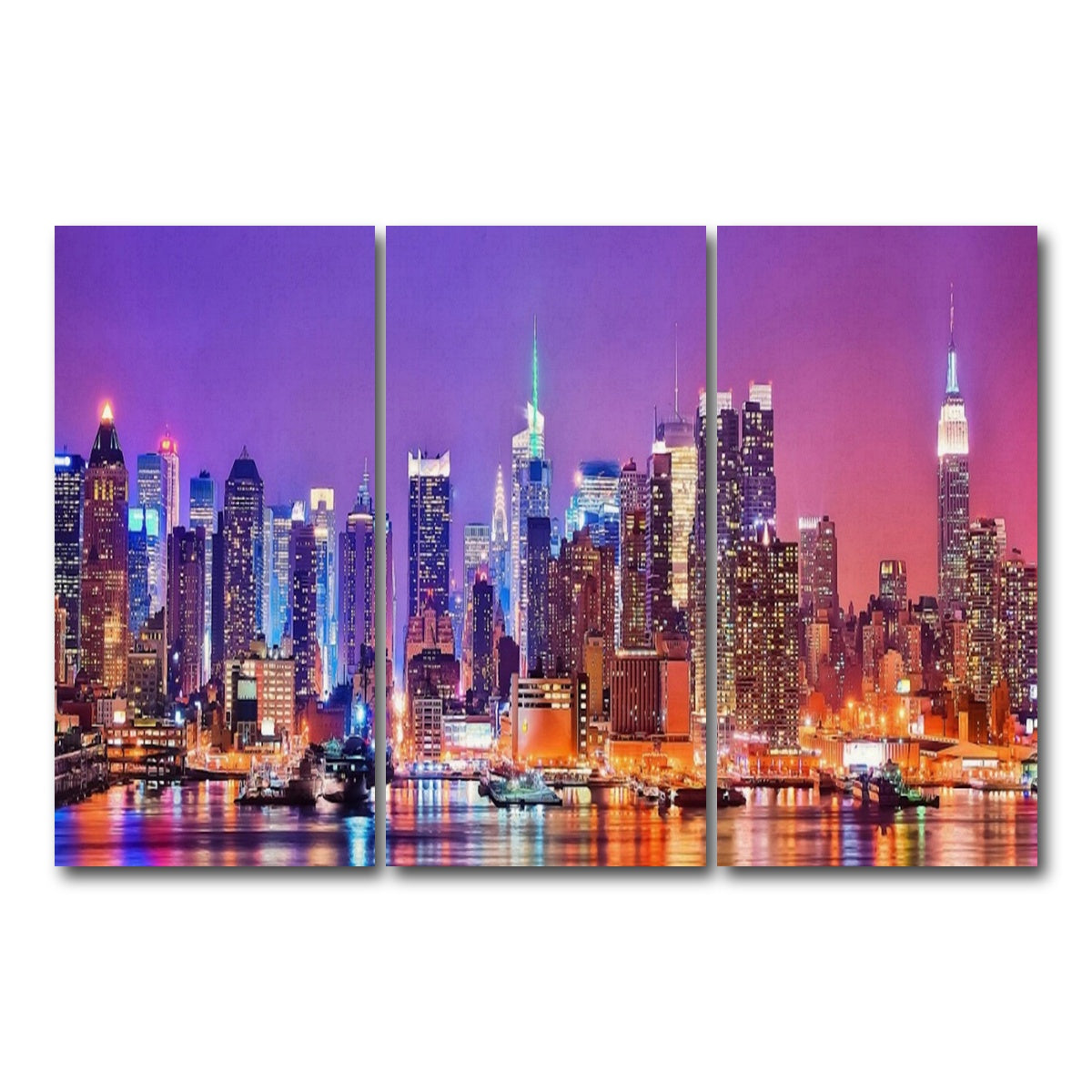 AUTO-MOCKUP WHITE | New York Skyline | 3 Piece | Gallery Wrap Canvas | group=12x24
