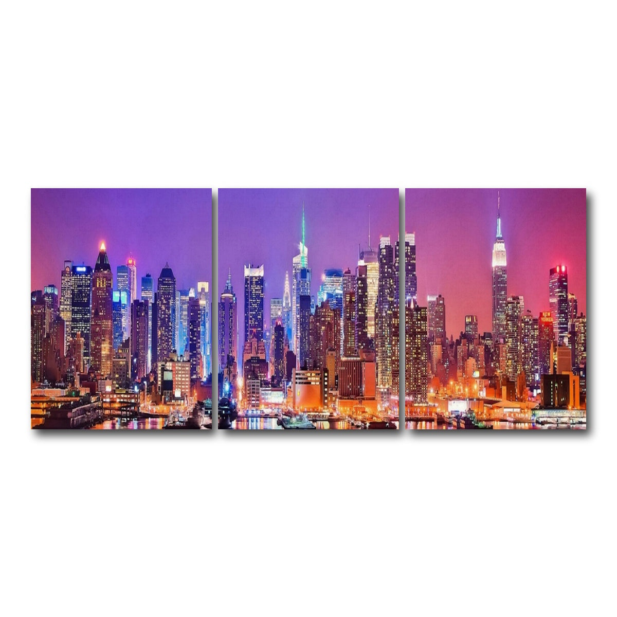 AUTO-MOCKUP WHITE | New York Skyline | 3 Piece | Gallery Wrap Canvas | group=18x24