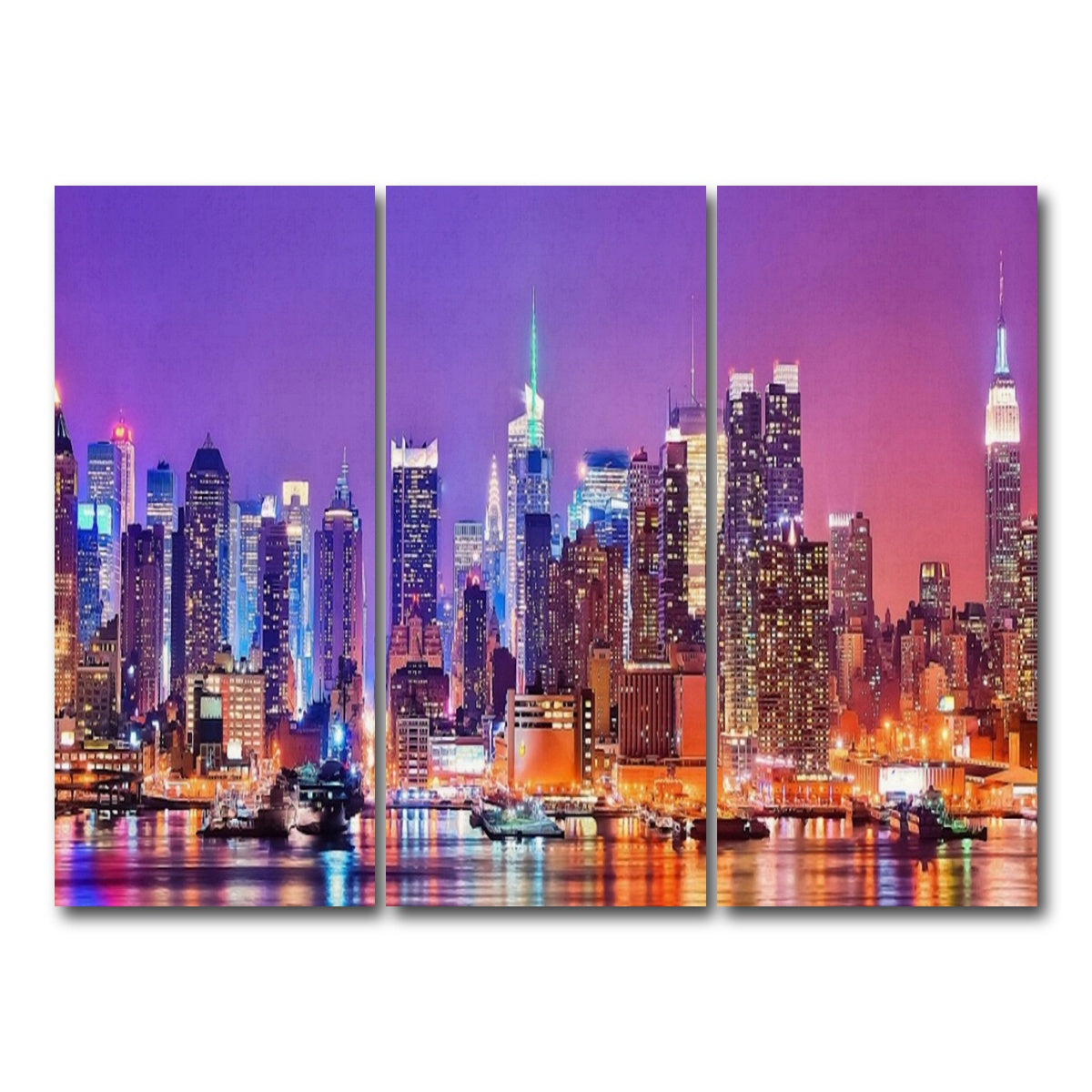AUTO-MOCKUP WHITE | New York Skyline | 3 Piece | Gallery Wrap Canvas | group=8x18