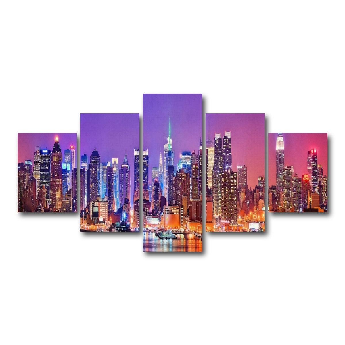 AUTO-MOCKUP WHITE | New York Skyline | 5 Piece | Gallery Wrap Canvas | group=5_short