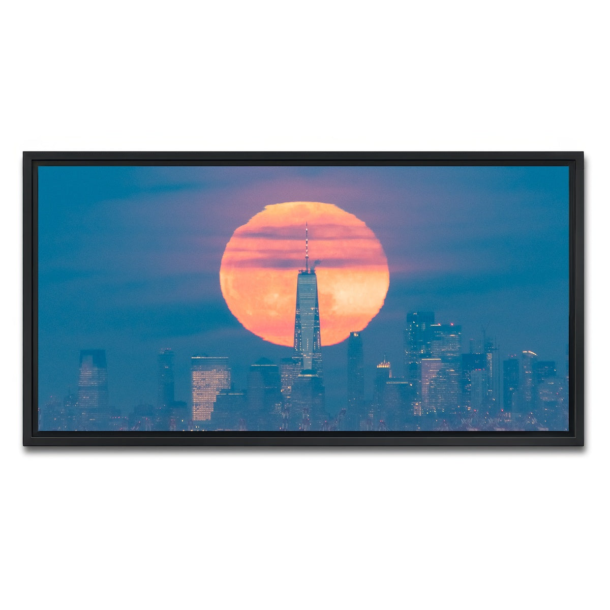 AUTO-MOCKUP WHITE | New York Sun Skyline | 1 Piece | Black Framed Canvas | group=2x1