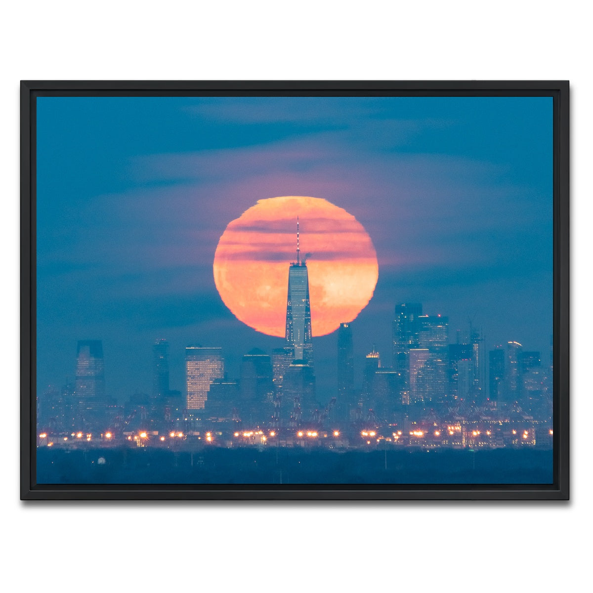 AUTO-MOCKUP WHITE | New York Sun Skyline | 1 Piece | Black Framed Canvas | group=4x3