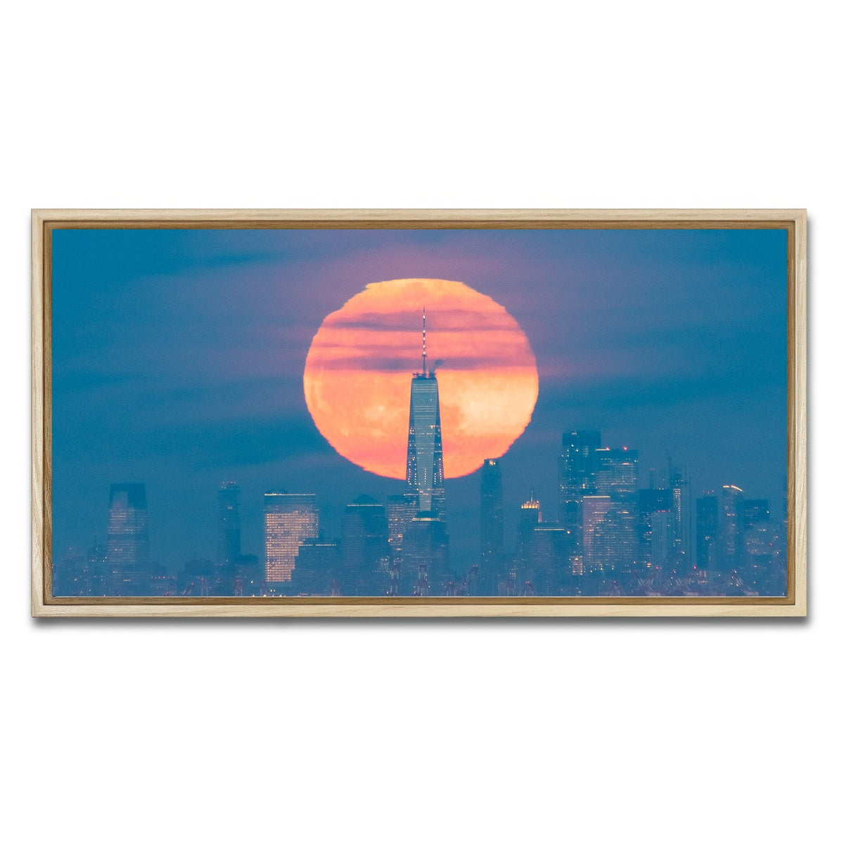 AUTO-MOCKUP WHITE | New York Sun Skyline | 1 Piece | Natural Framed Canvas | group=2x1