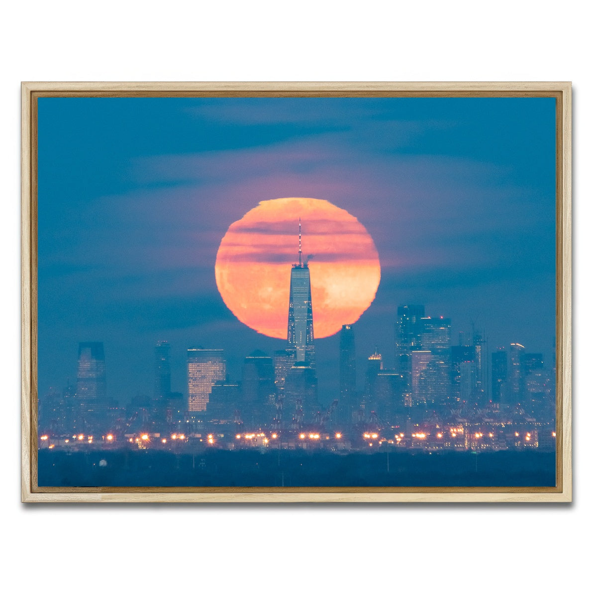 AUTO-MOCKUP WHITE | New York Sun Skyline | 1 Piece | Natural Framed Canvas | group=4x3