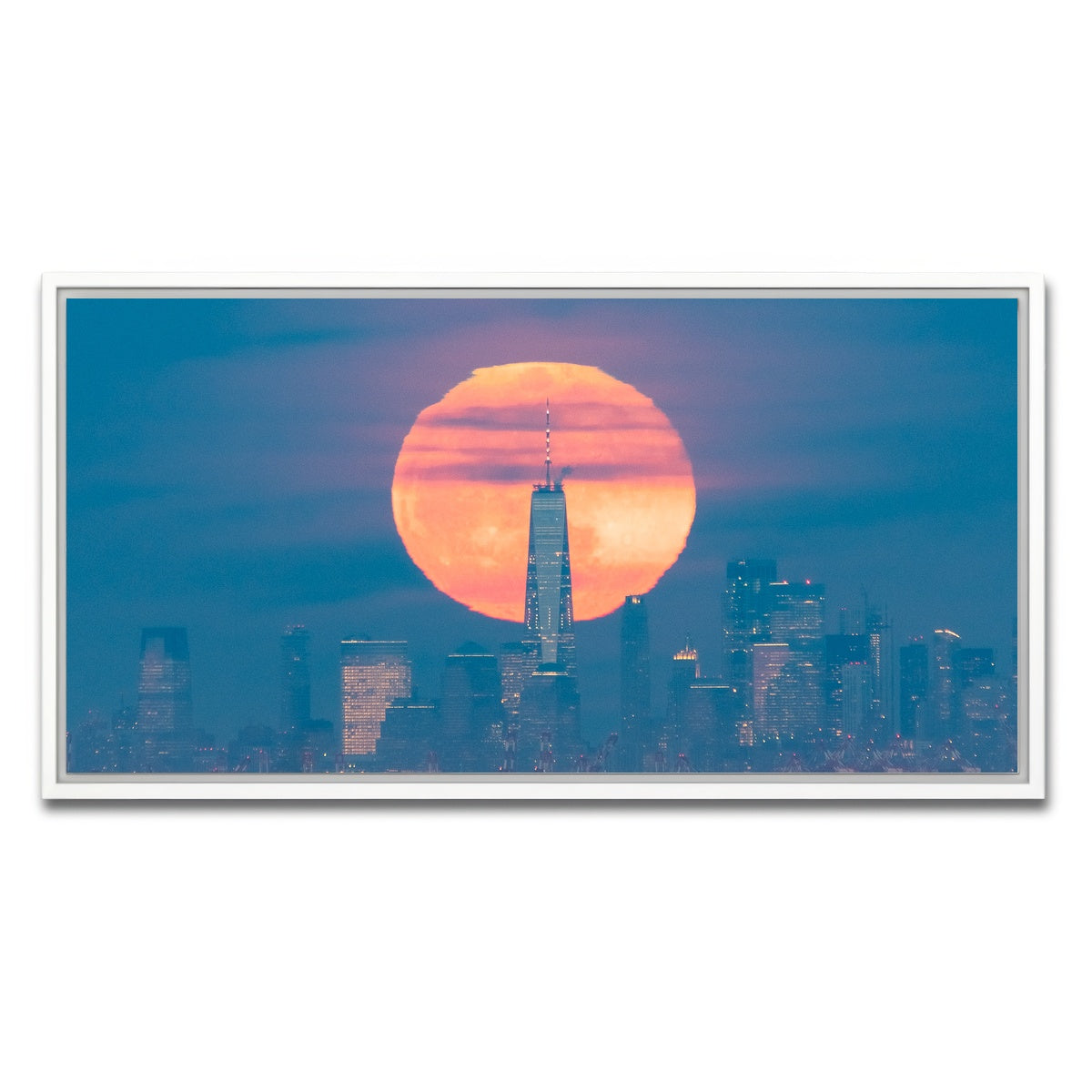 AUTO-MOCKUP WHITE | New York Sun Skyline | 1 Piece | White Framed Canvas | group=2x1