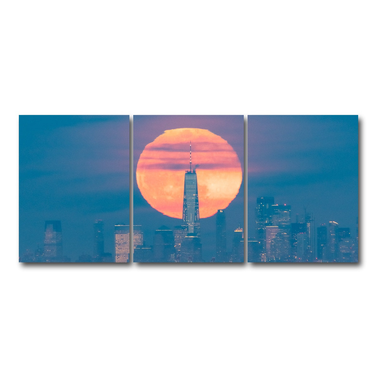AUTO-MOCKUP WHITE | New York Sun Skyline | 3 Piece | Gallery Wrap Canvas | group=18x24